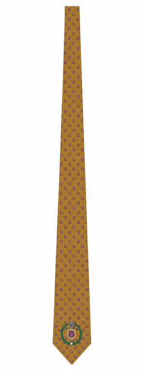 Omega Psi Phi Tie  - Gold Omega Print extra long