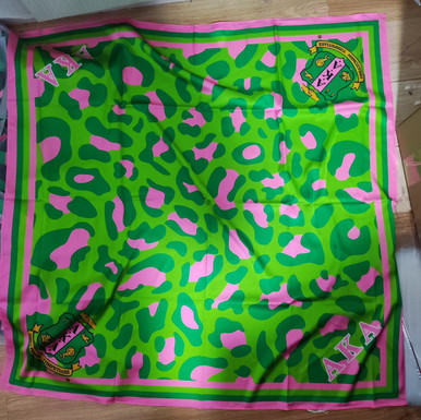 Alpha Kappa Alpha Scarf - Leopard light green/pink trim - Waju