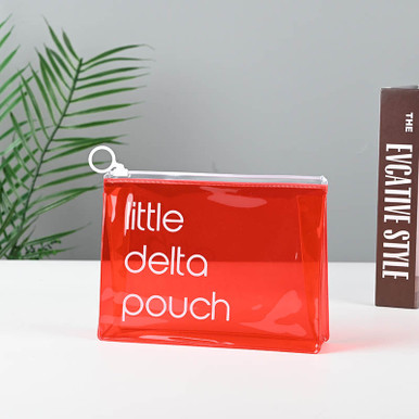 little delta pouch - clear red zip - Waju Designs