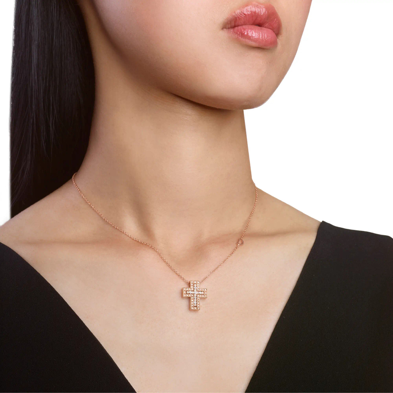 Damiani Belle Epoque 18KPG Diamond Cross Necklace 19x16mm - Little