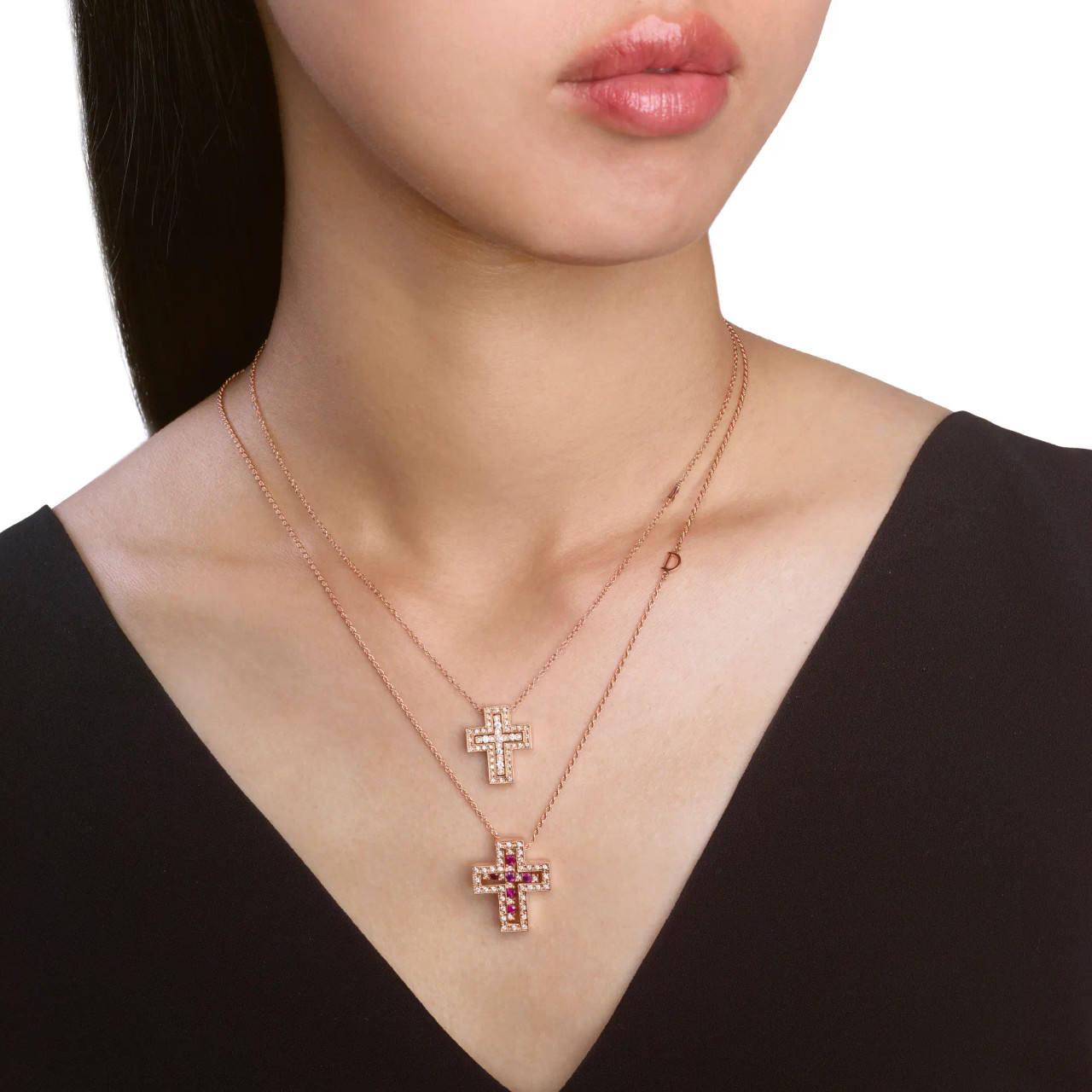 Damiani Belle Epoque 18KPG Diamond Cross Necklace 19x16mm - Little