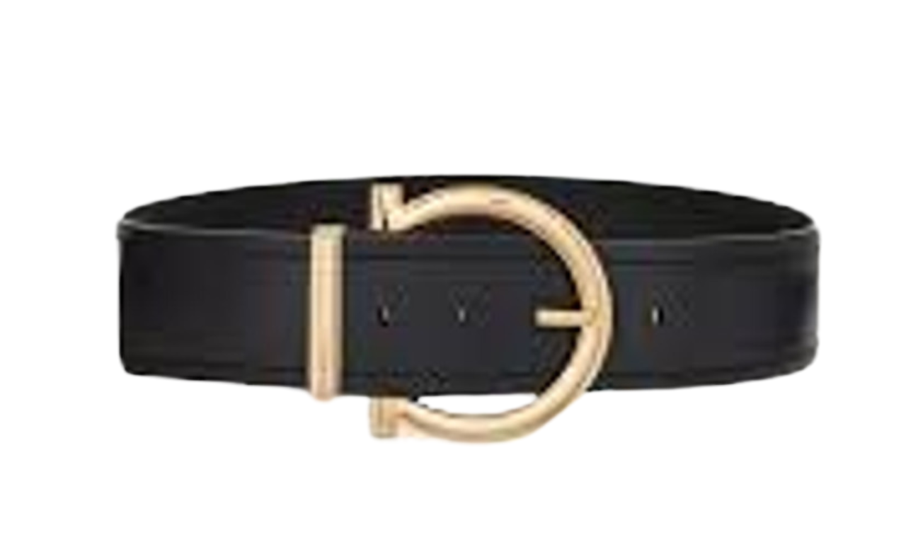 Ferragamo Gancini Wide Belt Black - Little Europe
