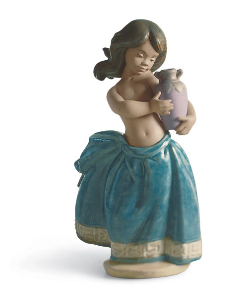 Lladro Little Peasant Girl Blue