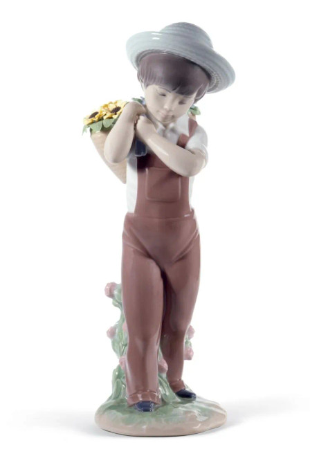 Lladro Gathering Flowers Boy Figurine 60th Anniversary