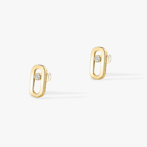 Messika Gold Move Uno Stud Earrings Yellow Gold Diamond Earrings