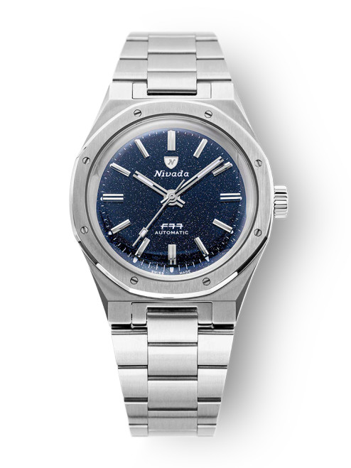 Nivada Grenchen F77 Stainless Steel Dark Blue Aventurine