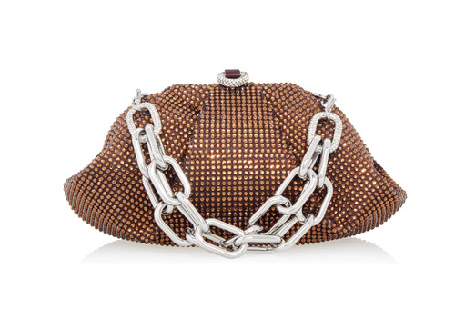 Judith Leiber Gemma Crystal Chocolate Brown Evening Bag