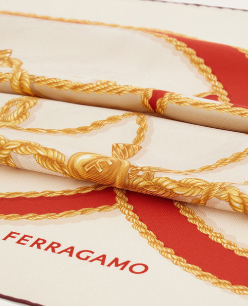 Ferragamo Graphic-print Scarf  NEW RED/AVORIO