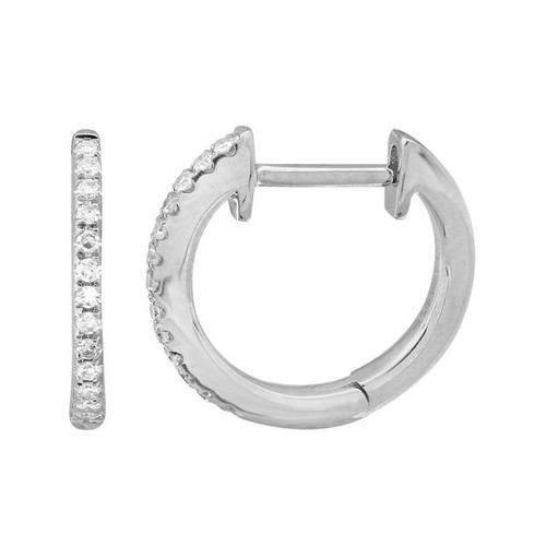 L.E Beach Collection 14K White Gold Diamond Huggie Hoop Earrings