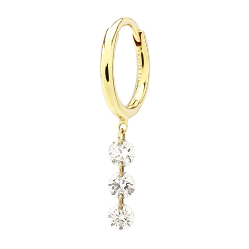 Persée  Single Earring 3 Diamonds Yellow Gold