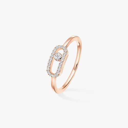 Messika Pink Gold Move Uno Half Pavé Ring