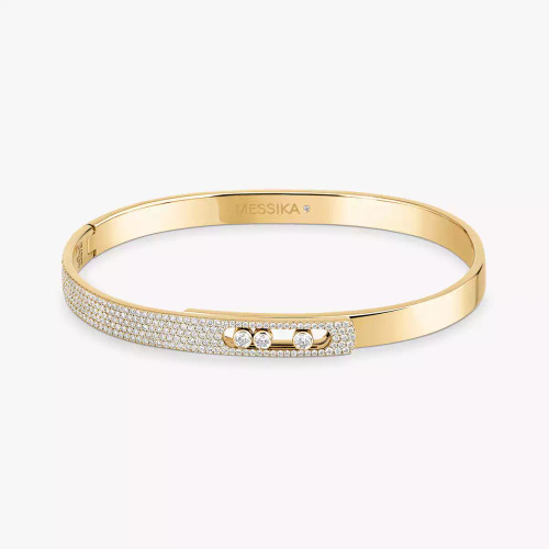 Messika Yellow Gold Move Noa Half Pavé Bangle Small