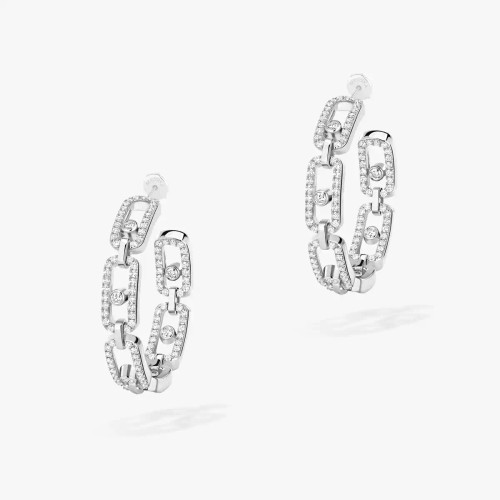 Messika White Gold Move Link Hoop Earrings Small