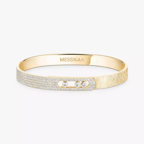 Messika Yellow Gold Move Noa Ciselé Half Pavé Bangle