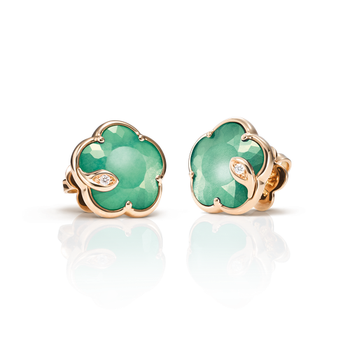 Pasquale Bruni Petit Joli Lunaire earrings in 18k rose gold with Lunar Garden gem and diamonds, ref. 16684R, at Little Europe Jewellers St. Maarten