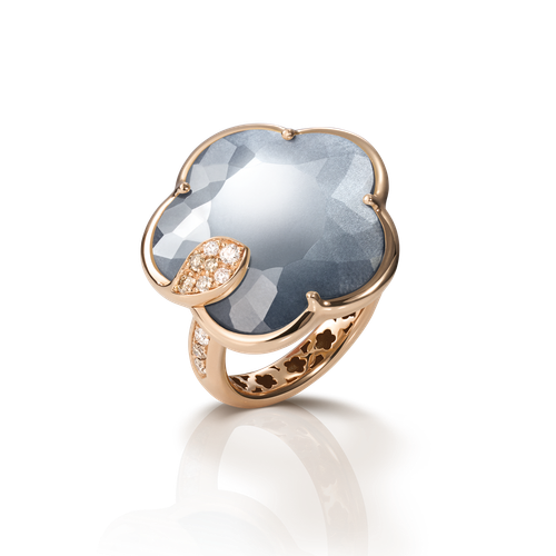 Pasquale Bruni Ton Joli ring in 18k rose gold with moonstone, onyx and diamonds, ref. 16673R, at Little Europe Jewellers St. Maarten