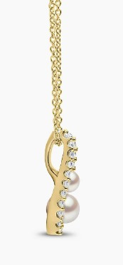 Yoko Sleek 18K Gold Akoya Pearl and Diamond Pendant