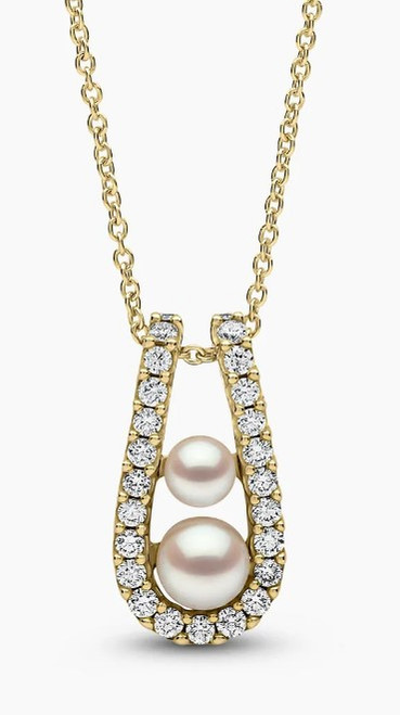 Yoko Sleek 18K Gold Akoya Pearl and Diamond Pendant