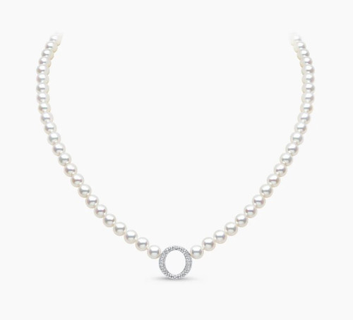 Yoko O 18K White Gold Freshwater Pearl and Diamond Strand Necklace