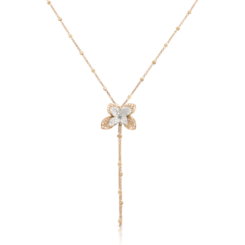 Pasquale Petit garden necklace  in 18k Rose and White Gold with White and Champagne Diamonds