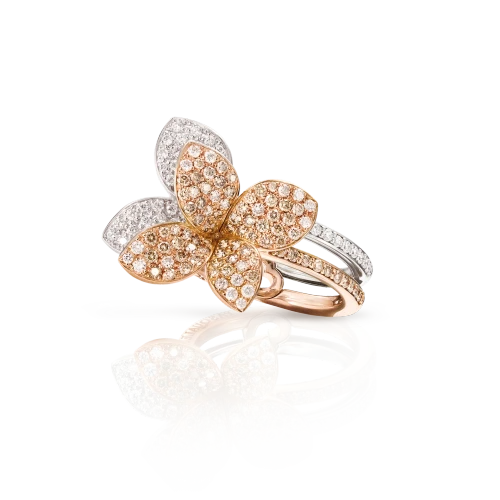 Pasquale Bruni Petit garden ring in 18k Rose and White Gold with White and Champagne Diamonds