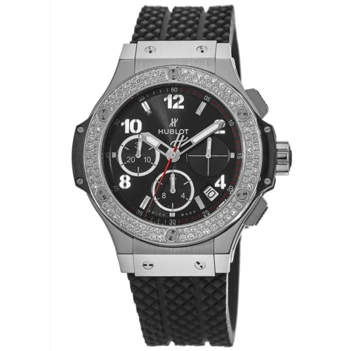 Hublot  Big Bang 41mm Black Dial Diamond Bezel Rubber