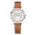 Hermès Slim d'Hermès 32mm quartz steel watch with silver dial on tan leather strap, front view