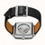 Hermès Carré H 38mm automatic watch stainless steel caseback and black strap, back view