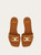 Ferragamo Flat Slide with Gancini Ornament Brown