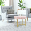 Faux Fur Ottoman Decorative Stool with Metal Legs