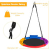 40 inch Saucer Tree Outdoor Round Platform Swing with Pillow and Handle-Multicolor