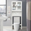 Over the Toilet Storage Cabinet Bathroom Space Saver with Tempered Glass Door