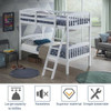 Solid Wood Twin Bunk Beds with Detachable Kids Ladder