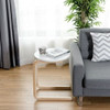 Bentwood Sofa Side Table with Square Tabletop and Storage Bag