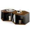 2 Pieces Hexagonal Side End Table for Living Office Coffee Room-Coffee