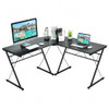 59 Inches L-Shaped Corner Desk Computer Table for Home Office Study Workstation-Black