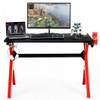 Ergonomic Gaming Desk with Carbon Fiber Surface and R-Shape Steel Frame