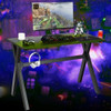 Ergonomic Gaming Desk with Mousepad and Cup Headphone Holder