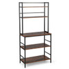 5-Tier Kitchen Bakers Rack with Hutch and Open Shelves-Rustic Brown