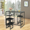 3 pcs Dining Set with Faux Marble Top Table and 2 Stools-Black