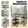 3 pcs Dining Set with Faux Marble Top Table and 2 Stools-Black