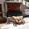 Firewood Rack Decorative Rustproof Steel Fireplace Log Holder with Wheels