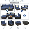 5 Pieces Patio Rattan Sectional Furniture Set with Cushions and Coffee Table-Red
