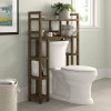 Solid Wood Over the Toilet Bathroom Storage Unit in Medium Brown Finish