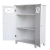 White 2-Door Bathroom Floor Cabinet with Adjustable Storage Shelf