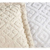 Full size Beige Chenille Cotton Bedspread with Fringe Edges