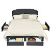 Full Size Grey Linen Adjustable Headboard 4 Drawer Storage Platform Bed