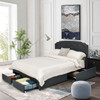 Full Size Grey Linen Adjustable Headboard 4 Drawer Storage Platform Bed