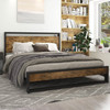 Full Modern Farmhouse Platform Bed Frame with Wood Panel Headboard Footboard