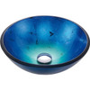 Round Blue Tempered Glass Vessel Bathroom Sink